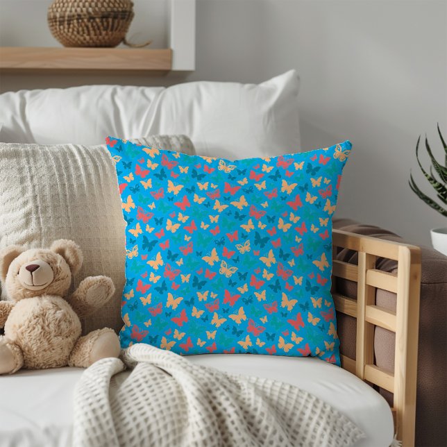 Minimalistisch Rosa Lila Turguoise Schmetterlingsm Kissen (Von Creator hochgeladen)