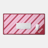 Minimalistisch rosa mit dunkelroten und weißen Str Schreibtischunterlage (Tastatur & Maus)