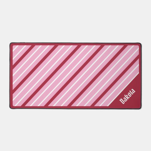 Minimalistisch rosa mit dunkelroten und weißen Str Schreibtischunterlage (Vorderseite)