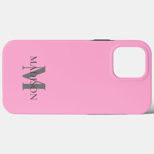Minimalistisch rosa Mit Monogramm Case-Mate iPhone Hülle (Rückseite (Horizontal))