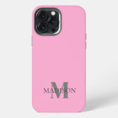 Minimalistisch rosa Mit Monogramm iPhone Hülle (Rückseite)