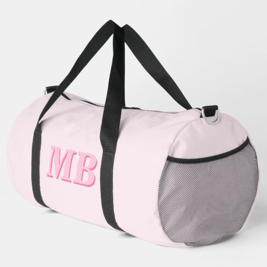 Minimalistisch rosa Modernes Anfangsmonogramm Duffle Bag (Rechte Ecke)
