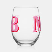Minimalistisch rosa Modernes Anfangsmonogramm Weinglas Ohne Stiel (Links)