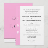 Minimalistisch-Rosa-Monogramm Einladung (Vorne/Hinten)