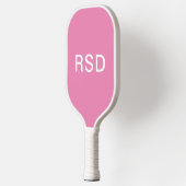 Minimalistisch rosa Monogramm-Initialen Pickleball Schläger (Links)