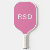 Minimalistisch rosa Monogramm-Initialen Pickleball Schläger (Vorderseite)