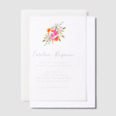 Minimalistisch-Rosa-Orange-Grünblütenhochzeit Pergament Einladungen (Versetzt)