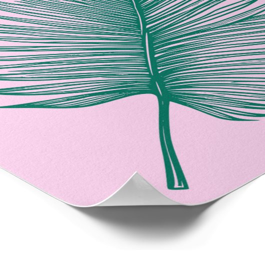 Minimalistisch rosa Palmenblätterblättern Botanisc Poster (Ecke)
