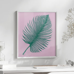 Minimalistisch rosa Palmenblätterblättern Botanisc Poster