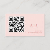 Minimalistisch-rosa-QR-Code-Hochzeitsszenario RSVP Begleitkarte (Rückseite)