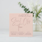 Minimalistisch rosa Rose Gold Typografie absetzen Einladung (Stehend Vorderseite)