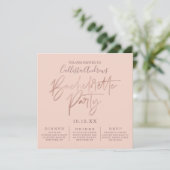 Minimalistisch Rosa-Rose-Gold-Typografie Bachelore Einladung (Stehend Vorderseite)