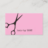 Minimalistisch-rosa-schwarze Schere Haarstil Visitenkarte (Vorderseite)