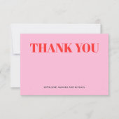 Minimalistisch Rosa und Rot Dankeskarte (Vorderseite)