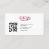 Minimalistisch rosa Wasserfarbe QR Code Schönheit Visitenkarte (Rückseite)