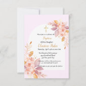 Minimalistisch-rosa Wasserfarbenspritzer-Taufe Einladung (Vorderseite)
