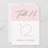 Minimalistisch rosa-weiße Typografie Tabelle Nr. Einladung (Vorderseite)