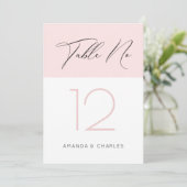 Minimalistisch rosa-weiße Typografie Tabelle Nr. Einladung (Stehend Vorderseite)