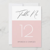 Minimalistisch rosa-weiße Typografie Tabelle Nr. Einladung (Rückseite)