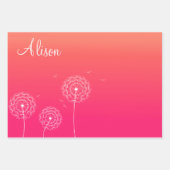 Minimalistisch rosa weißer Löwenzahn Name Niedlich Geschenkpapier Set (Vorderseite 2)