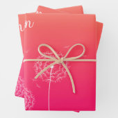 Minimalistisch rosa weißer Löwenzahn Name Niedlich Geschenkpapier Set (Beispiel)