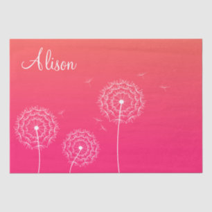 Minimalistisch rosa weißer Löwenzahn Name Niedlich Seidenpapier