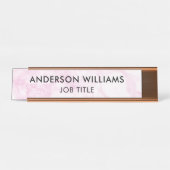 Minimalistisch rosa, weißer Marmor Schreibtischnamensplakette (Vorderseite )