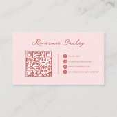 Minimalistisch rosa weißer Monogramm QR-Code Visitenkarte (Rückseite)