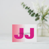Minimalistisch-rosa-weißes Monogramm Trendy Modern Visitenkarte (Stehend Vorderseite)