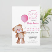 Minimalistisch rosa: "Wir können abwarten!" Babypa Einladung (Stehend Vorderseite)