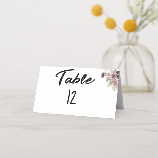 Minimalistisch: Rosenrosen Platzkarte (Vorderseite)