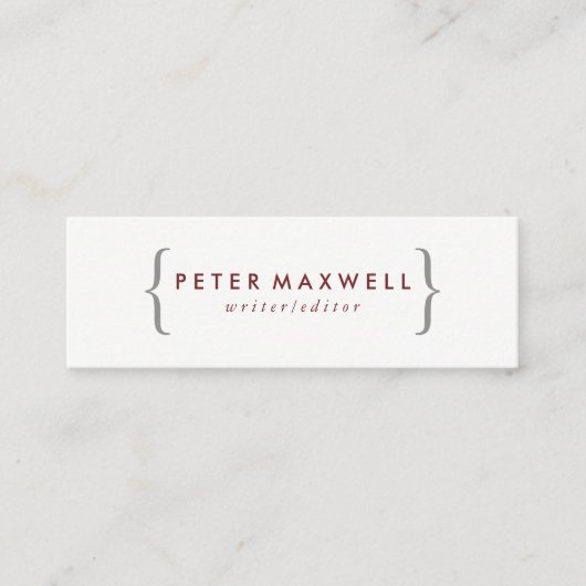 Minimalistisch rot mit Klammern Mini Visitenkarte (Vorderseite)