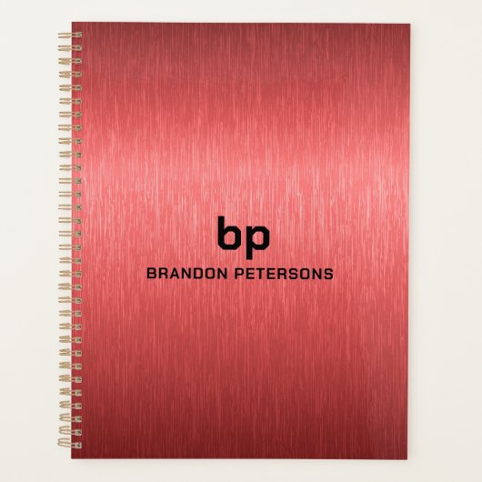 Minimalistisch rote schwarze Metallic Textur Print Planer (Vorderseite)