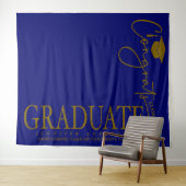 Minimalistisch Royal Blue & Gold Glückwunschs Grad Wandteppich (Beispiel (Horizontal))