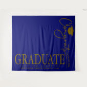 Minimalistisch Royal Blue & Gold Glückwunschs Grad Wandteppich (Vorderseite (Horizontal))