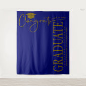 Minimalistisch Royal Blue & Gold Glückwunschs Grad Wandteppich (Vorderseite)