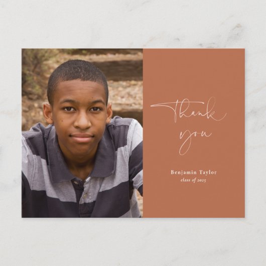 Minimalistisch Rust Abschluss Vielen Dank an Foto Postkarte (Vorderseite)