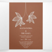 Minimalistisch Rust Burnt Orange Teracotta Wedding Dreifach Gefaltete Einladung (Innenseite Mitte)