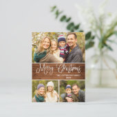 Minimalistisch Rustikal 3 FOTO Weihnachtsfeiertag Postkarte (Stehend Vorderseite)