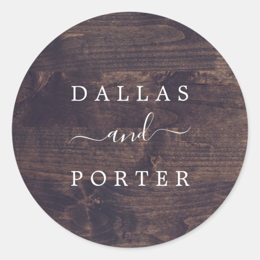 Minimalistisch rustikal | Hochzeitsumschlag für Ho Runder Aufkleber (Vorderseite)