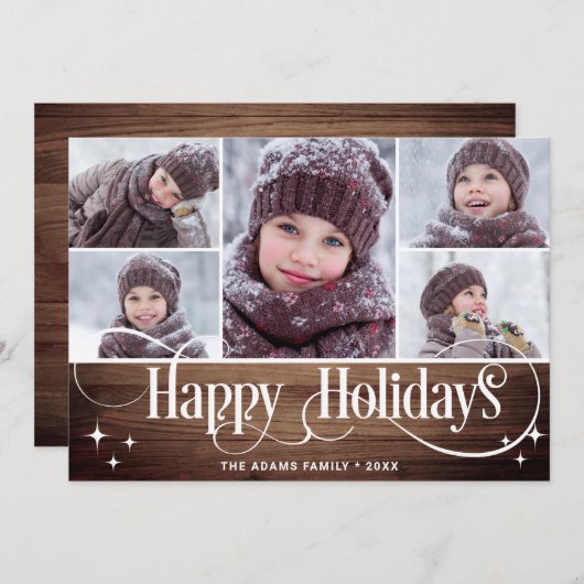 Minimalistisch Rustikale Weihnachten 5 FOTOS Grüße (Vorne/Hinten)