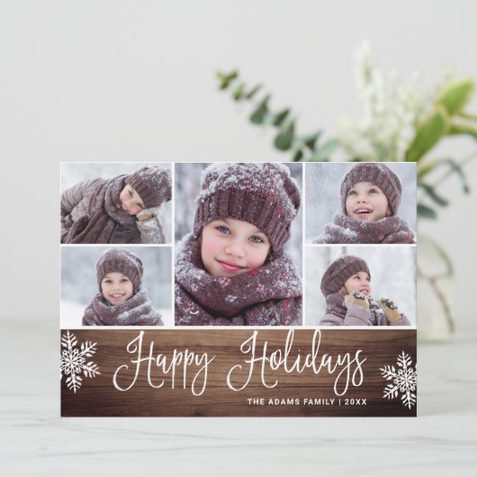 Minimalistisch Rustikale Weihnachten 5 FOTOS Grüße (Stehend Vorderseite)