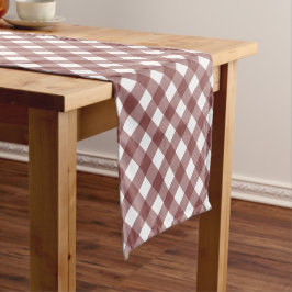 Minimalistisch Rusty Red Gingham Kariert Pattern Kurzer Tischläufer
