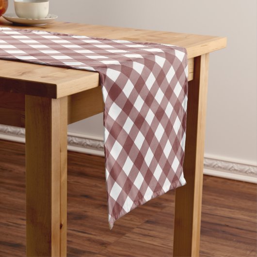 Minimalistisch Rusty Red Gingham Kariert Pattern Kurzer Tischläufer (Beispiel)
