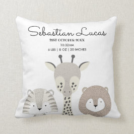 Minimalistisch Safari Jungle Birth Stats Modern Kissen
