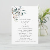 Minimalistisch Sage-Blätter Hochzeitsessen Probe Einladung (Stehend Vorderseite)