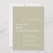 Minimalistisch Sage Green Abgeschieden Names Weddi Einladung (Vorderseite)