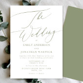 Minimalistisch Sage Green and White Simple Wedding Einladung