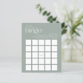 Minimalistisch Sage Green Baby Bingo Game (Stehend Vorderseite)