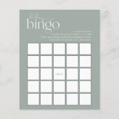 Minimalistisch Sage Green Baby Bingo Game (Vorderseite)